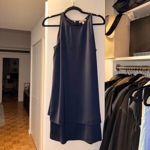 Elegant Navy Blue Sleeveless Dress